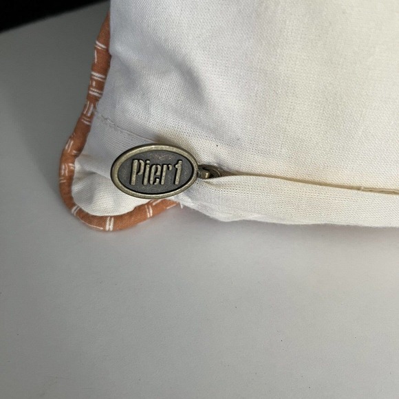 Pier 1 Embroidered Accent Pillow Cover Large Flower Botanical Green white 15.5" - Picture 7 of 7